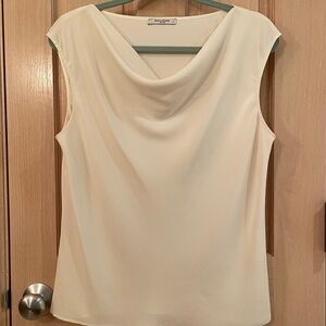 MM. Lafleur Cream Sleeveless Draped Neck Blouse